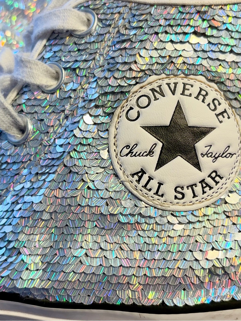 Converse Chuck Taylor All Star Silver Sequin High Tops. Rare Limited Edition.